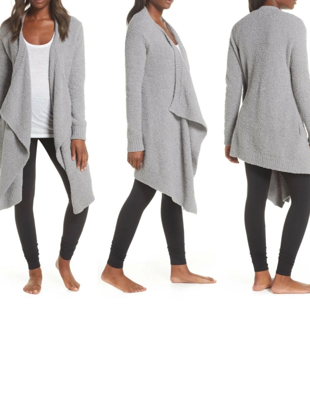 UGG Light Gray Open-Front Draped Cardigan